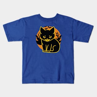 Spooky Halloween Black Cat Kids T-Shirt